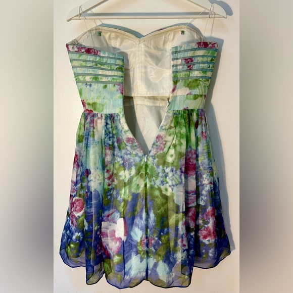 Aidan Mattox Springtime Silk Strapless Dress - Size 0 - Picture 4 of 11